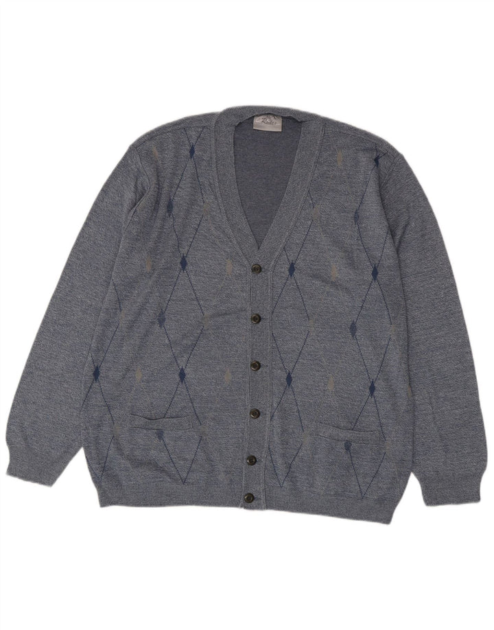 Maglione cardigan da uomo Rodes 2XL Blu Argyle/Acrilico diamante