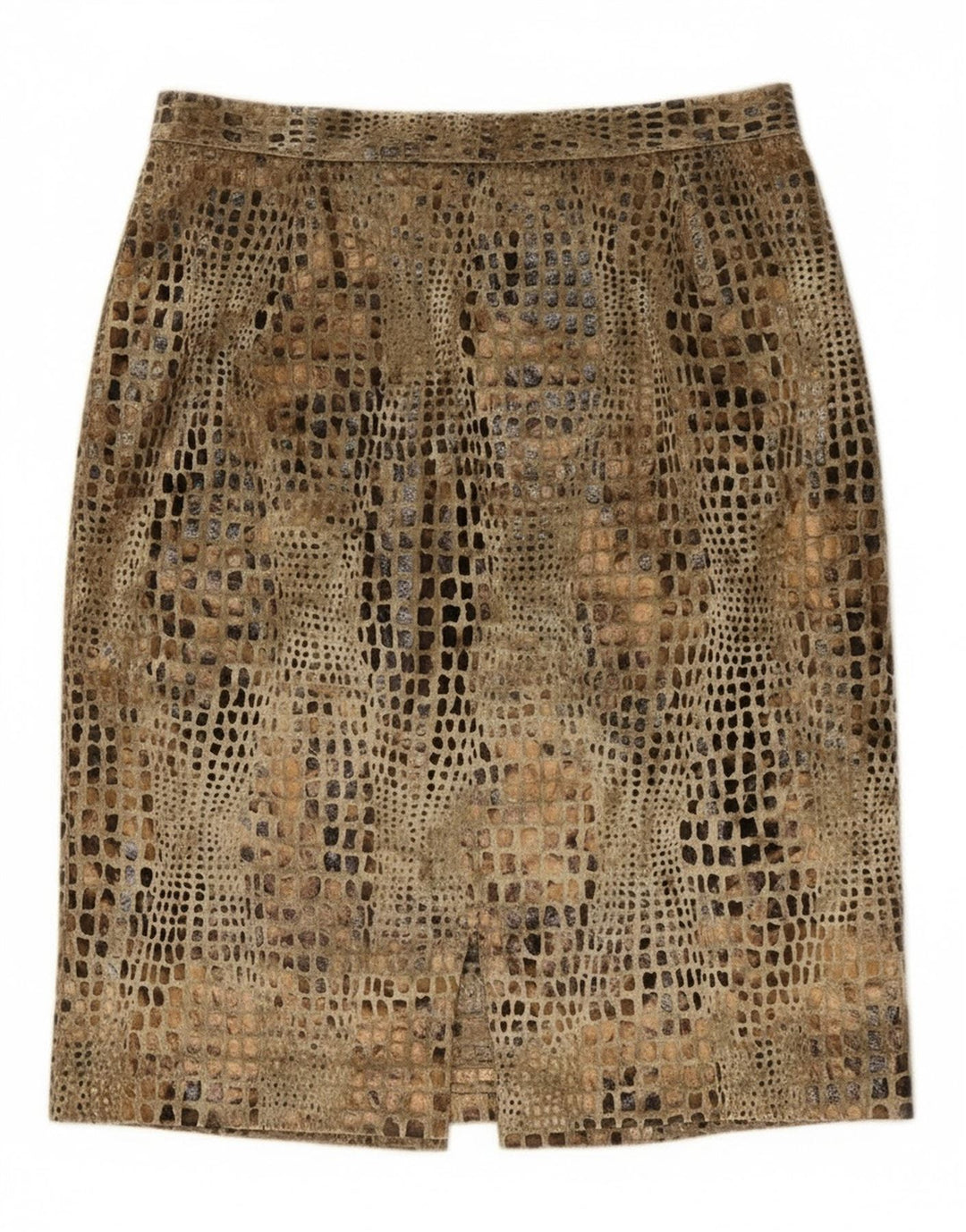 Gonna a tubino vintage da donna W26 piccola stampa animalier beige