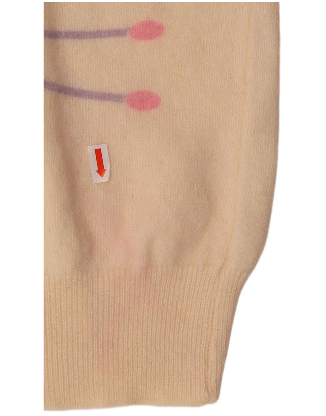 Maglione maglione girocollo da donna VINTAGE UK 16 grande bianco sporco geometrico