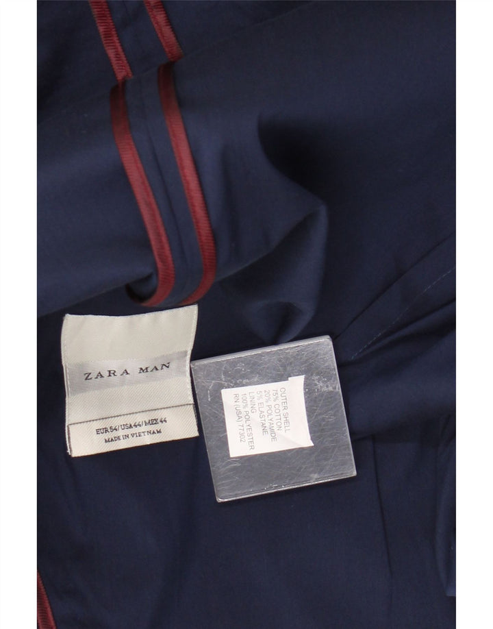 Giacca blazer da uomo a 2 bottoni Zara EU 54 XL cotone blu navy