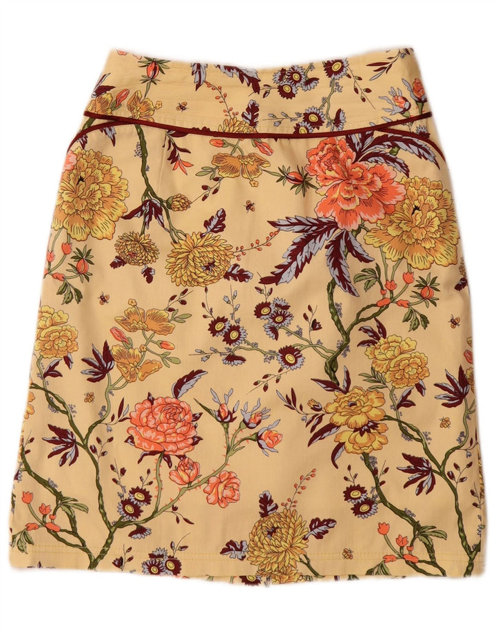 Gonna longuette da donna vintage media W28 floreale gialla