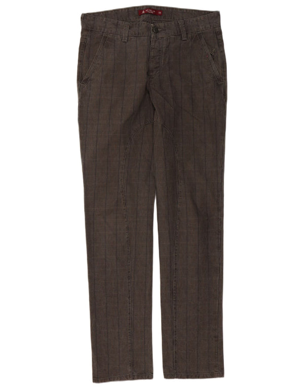 Pantaloni chino dritti da uomo SIVIGLIA W33 L35 in cotone a quadri grigi