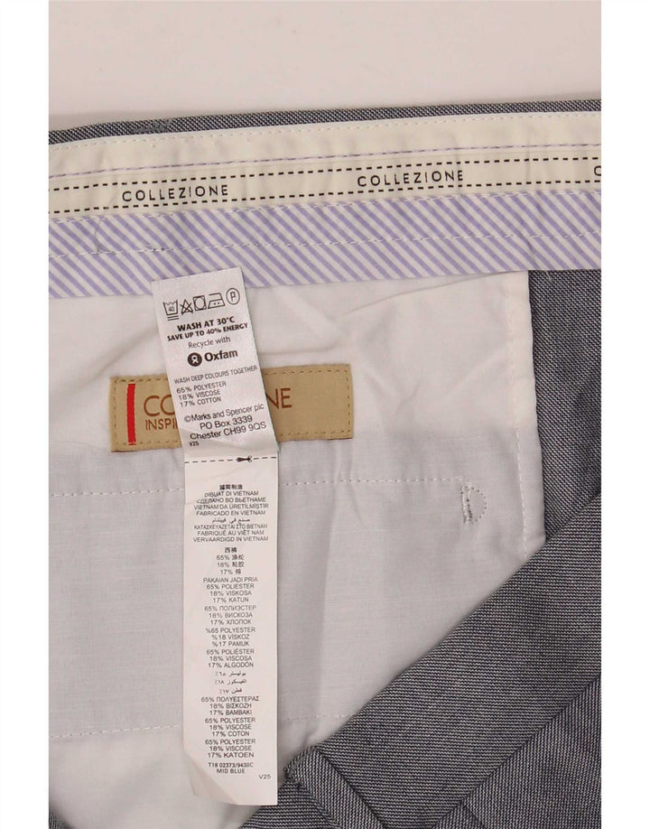 Pantaloni chino dritti da uomo Marks & Spencer W44 L29 poliestere grigio