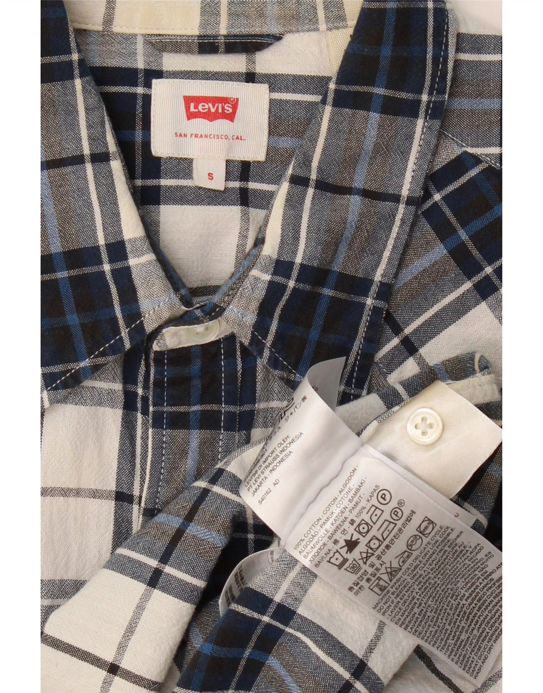 LEVI'S Camicia da uomo piccola in cotone a quadri blu navy