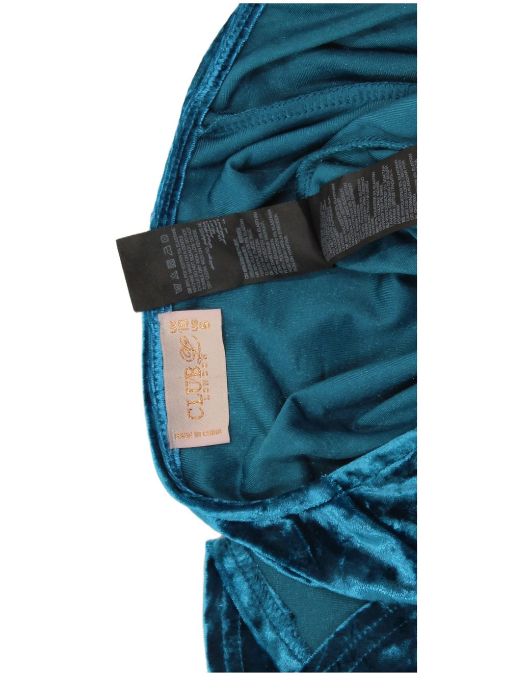 CLUB L LONDON Abito lungo a pipistrello da donna UK 10 piccolo poliestere blu