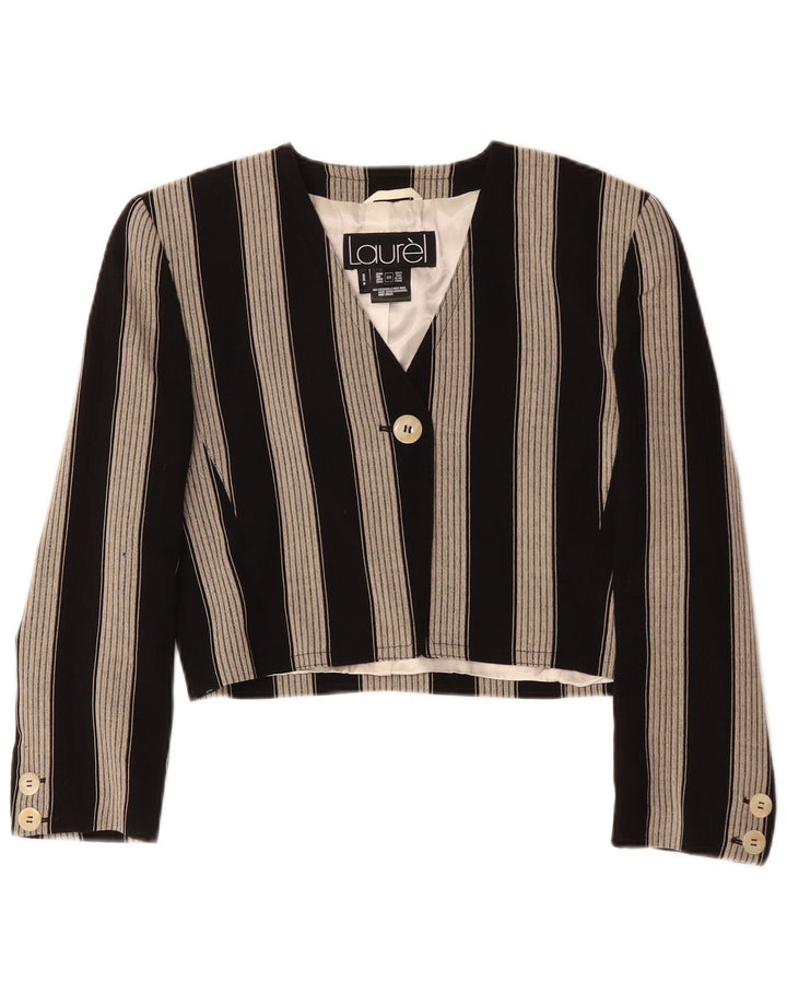 Giacca blazer corta da donna a 1 bottone Laurel EU 36 piccola lana a righe nere
