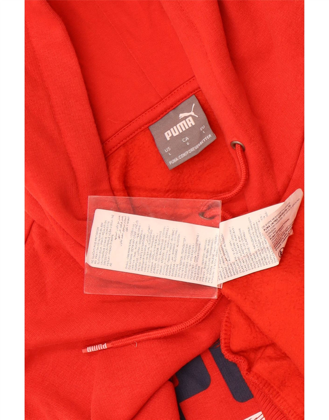 Felpa con cappuccio grafica da uomo Puma Large in cotone rosso