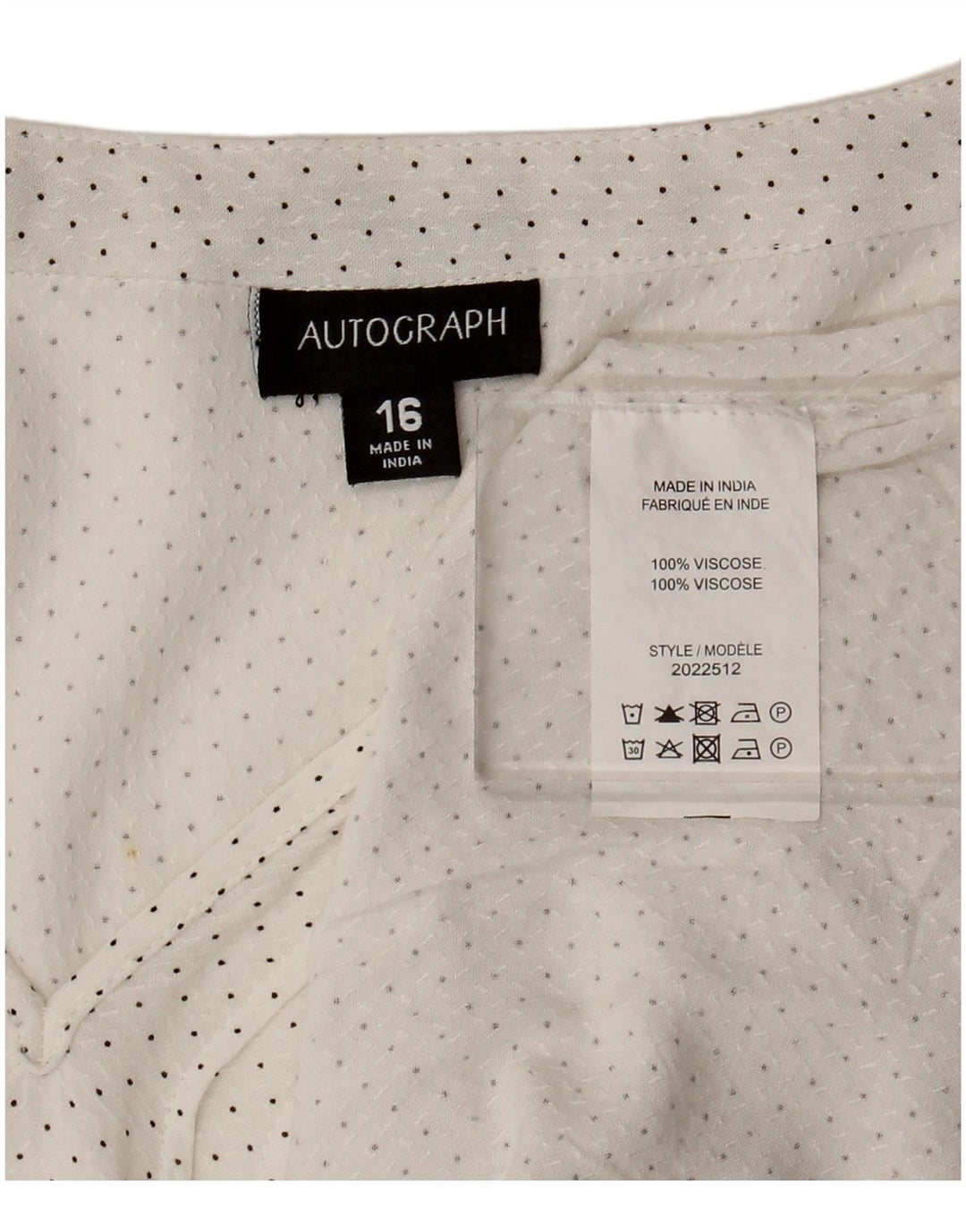 Camicetta da donna con maniche a 3/4 Autograph Top UK 16 Large in viscosa maculata bianca