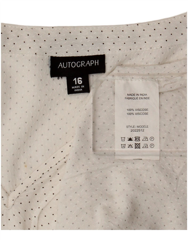 Camicetta da donna con maniche a 3/4 Autograph Top UK 16 Large in viscosa maculata bianca