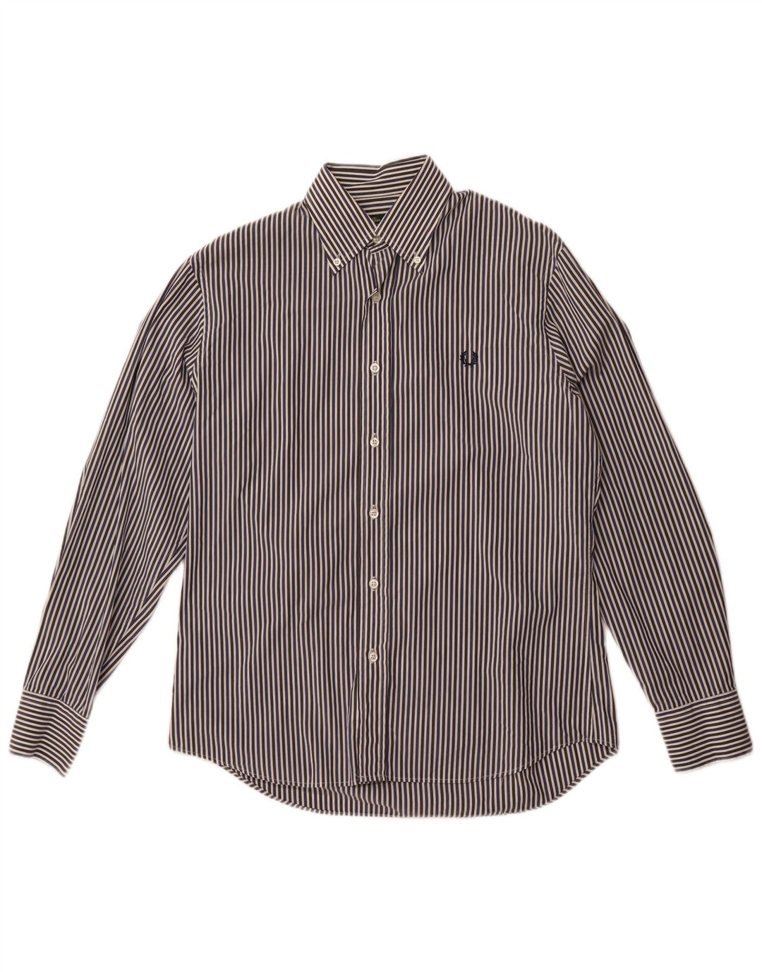 Camicia slim fit da uomo Fred Perry in cotone gessato medio blu navy