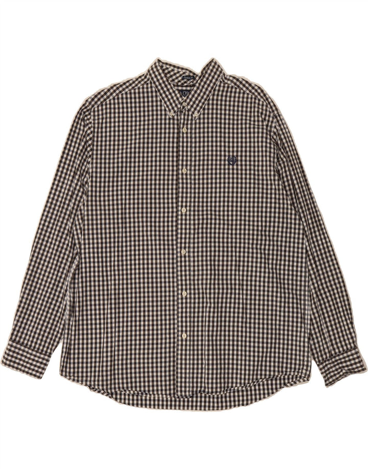 CHAPS Mens Custom Fit Shirt 2XL Brown Gingham Cotton Vintage Chaps and Second-Hand Chaps from Messina Hembry 