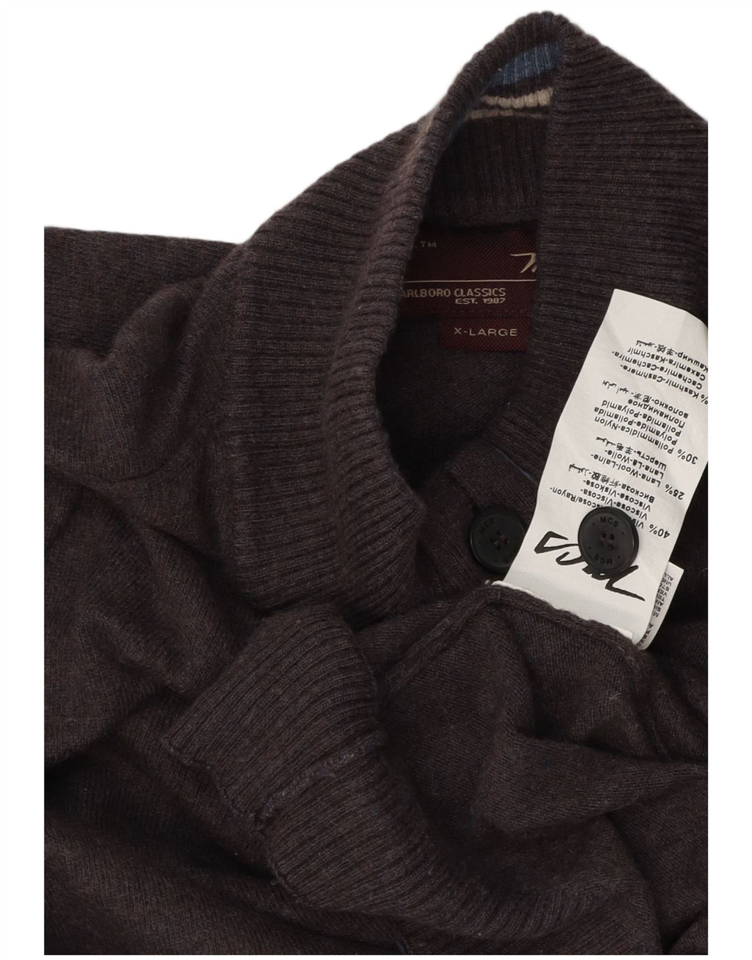 MARLBORO CLASSICS Maglione da donna con collo a bottoni UK 18 XL Rayon grigio