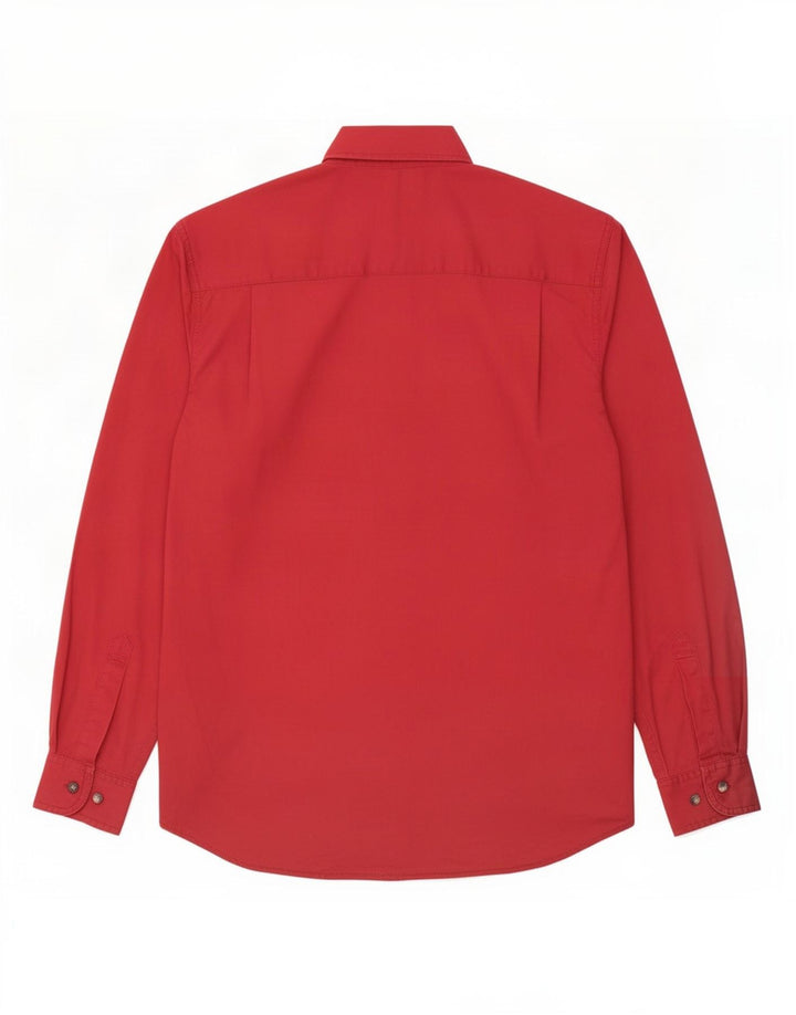 Camicia da uomo Wrangler piccola in cotone bordeaux