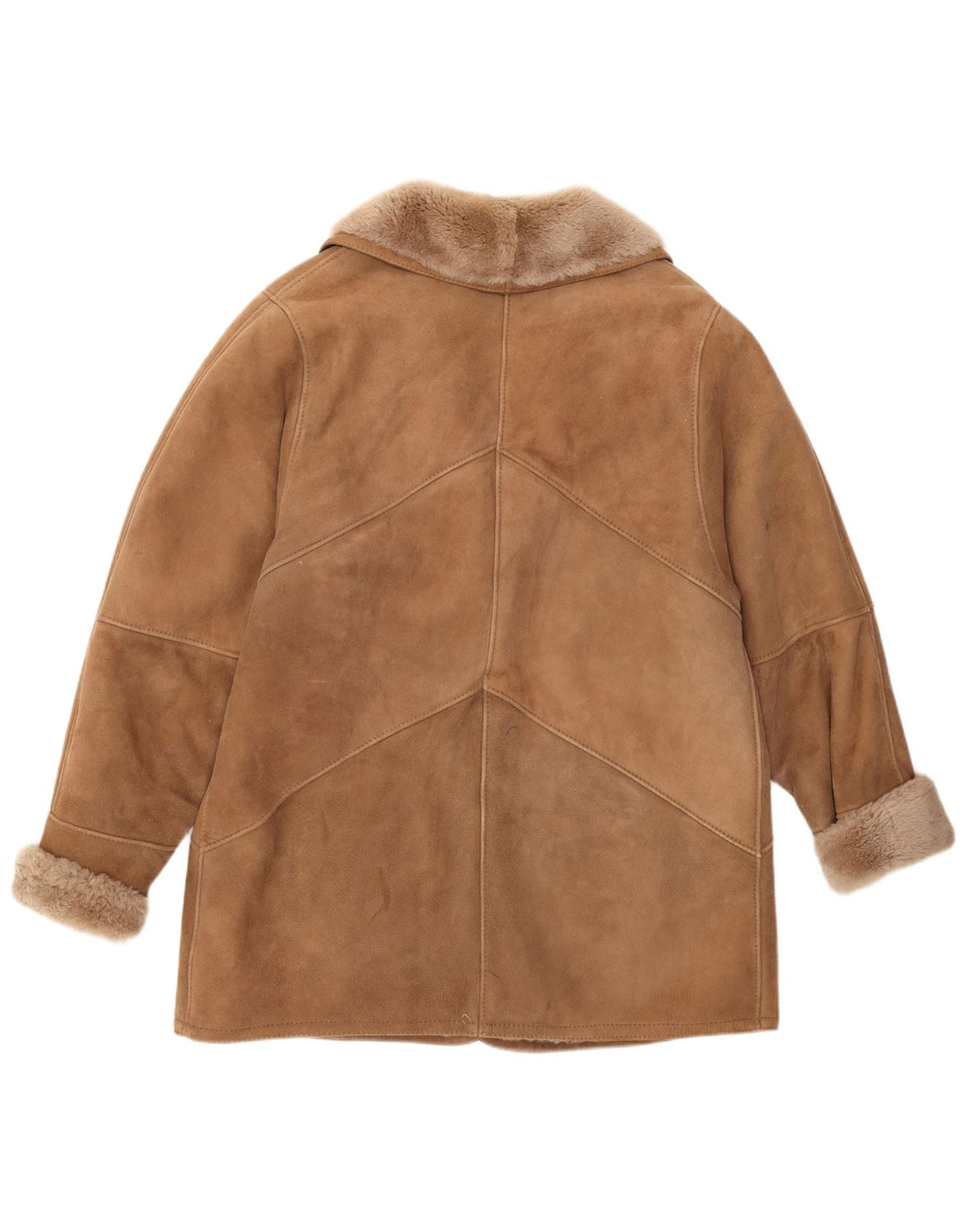Giacca in shearling vintage da donna UK 12 marrone medio classico