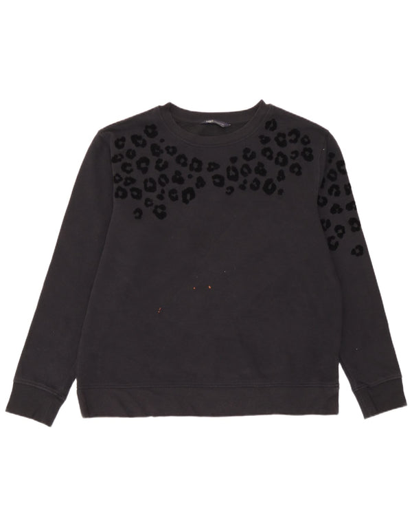 Felpa da donna Marks & Spencer Jumper UK 14 Medium Black Animal Print