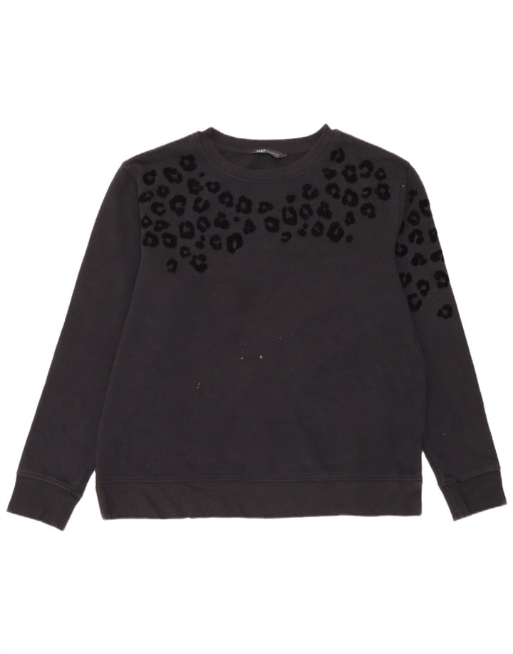 Felpa da donna Marks & Spencer Jumper UK 14 Medium Black Animal Print