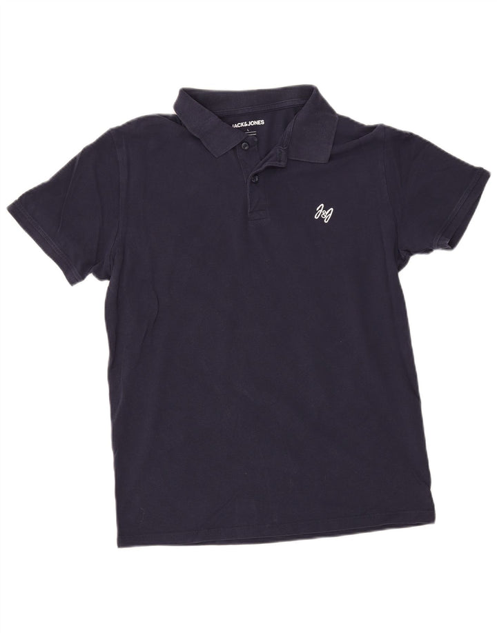 Polo da uomo Jack & Jones grande in cotone blu navy