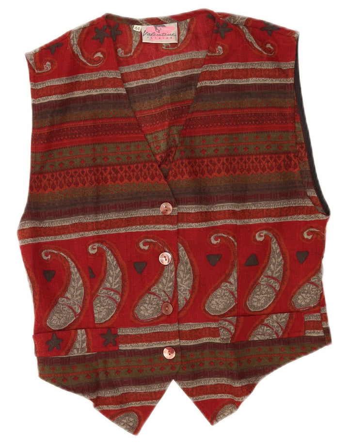 Gilet da donna vintage IT 44 Poliestere Paisley medio bordeaux