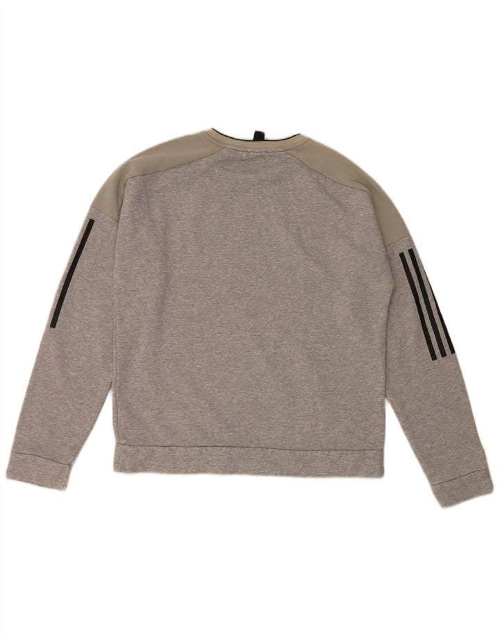 Felpa da uomo Adidas maglione piccolo grigio color block in cotone