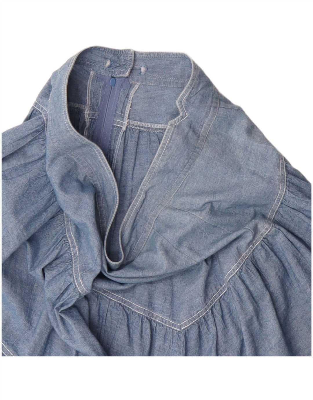 Gonna longuette a strati in denim vintage da donna W30 blu medio