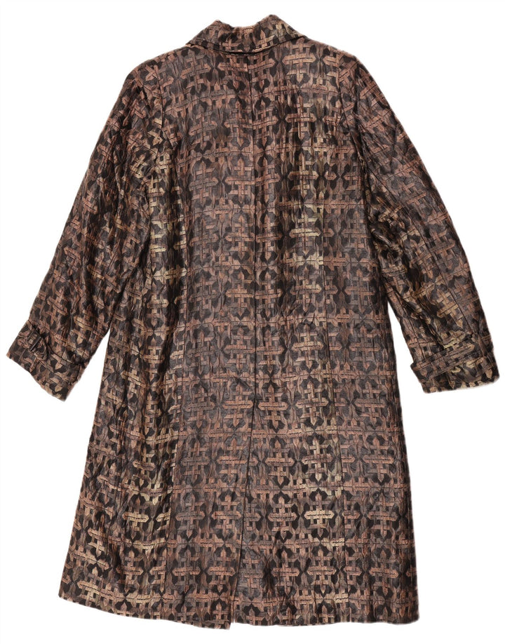 Cappotto doppiopetto vintage da donna UK 14 Marrone medio geometrico