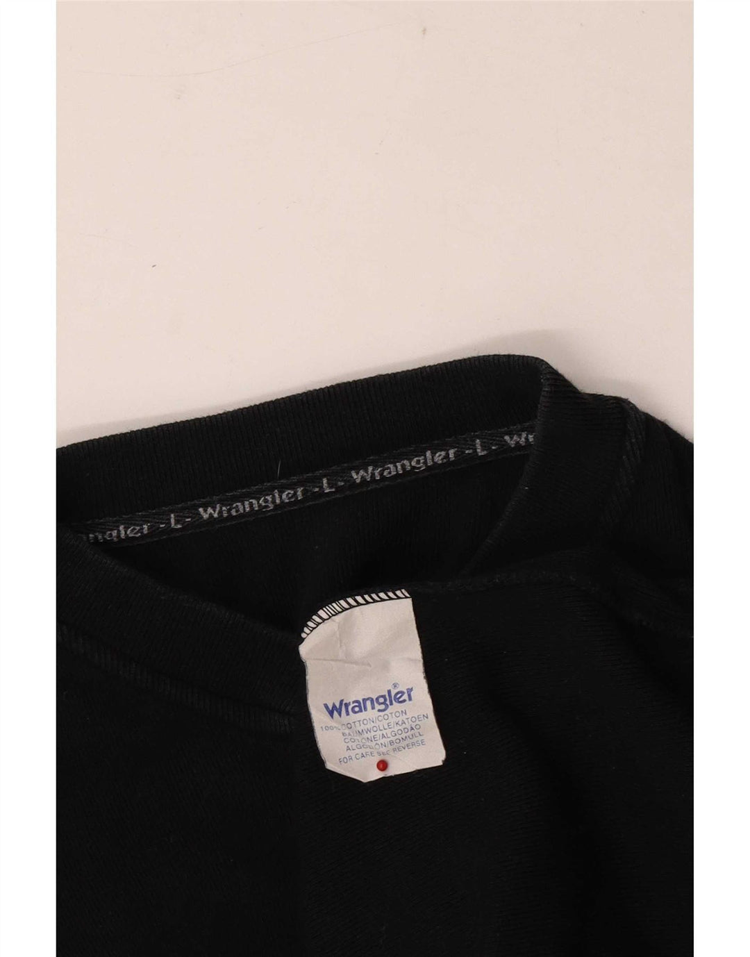 Top Wrangler da uomo a manica lunga grande in cotone nero