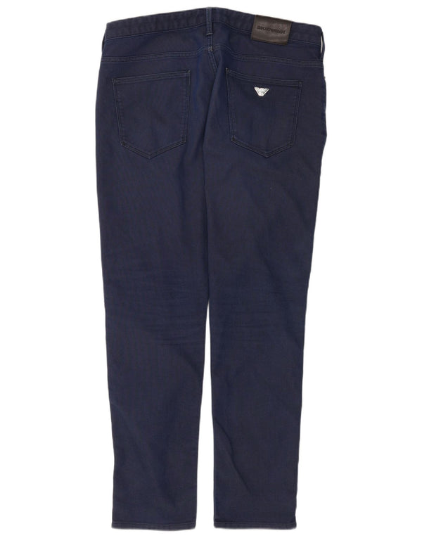 Pantaloni casual slim da uomo Emporio Armani W34 L30 in cotone blu navy