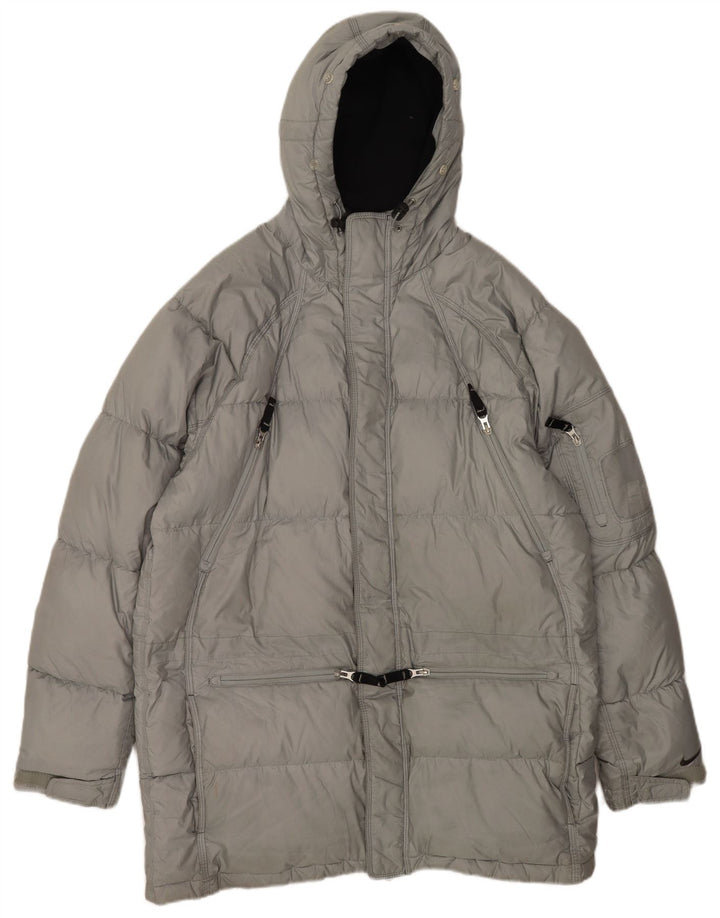 Cappotto imbottito Nike da uomo con vestibilità ampia con cappuccio UK 39/41 Poliestere grigio medio
