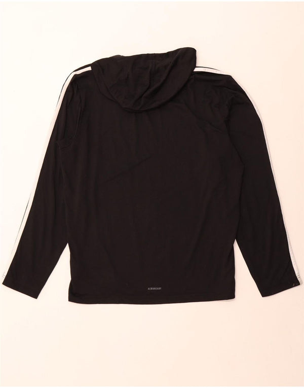 ADIDAS Mens Aeroready Hooded Top Long Sleeve Large Black Polyester