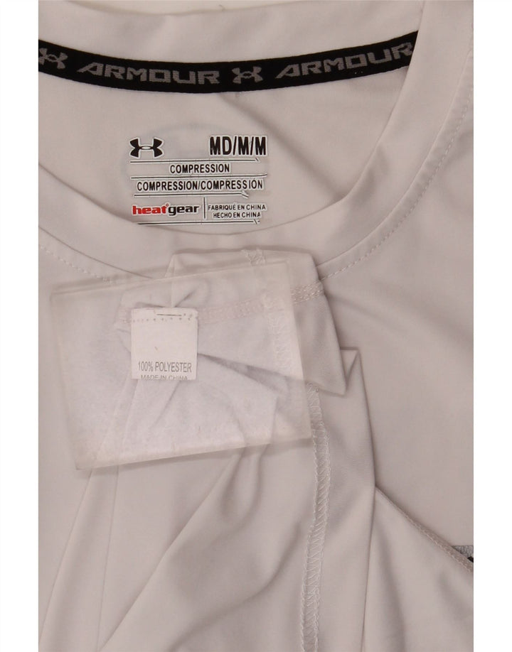 T-shirt grafica da uomo Under Armour Heat Gear Top in poliestere bianco medio