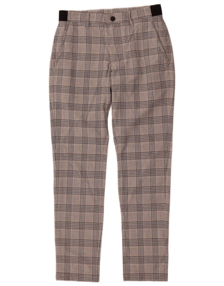Pantaloni da abito dritti da donna Zara piccoli W30 L29 poliestere a quadri grigi