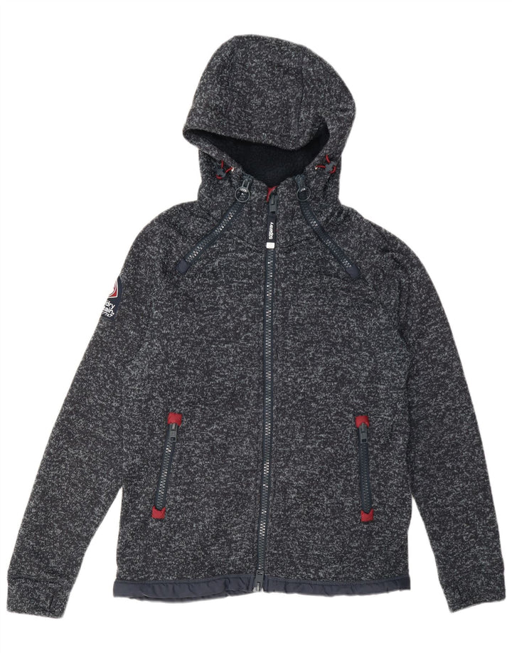 Superdry Tuta da uomo con cappuccio, giacca grande, poliestere screziato blu navy