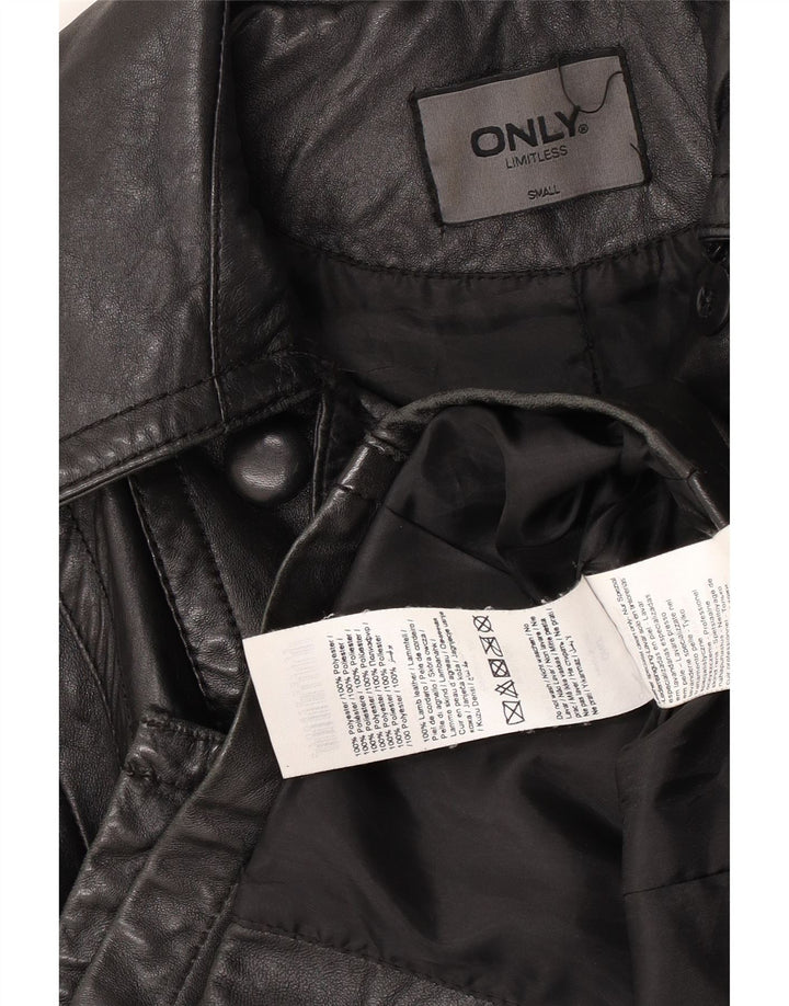 Solo giacca in pelle da donna UK 10 piccola in pelle nera