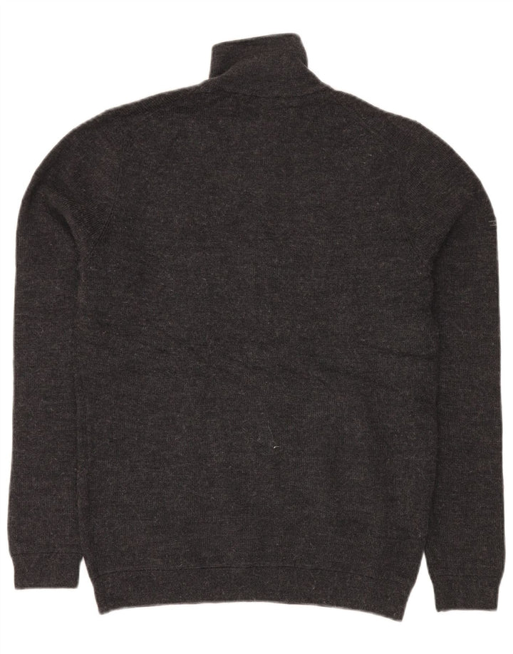 Maglione da uomo con zip e collo SUPERDRY in lana merino grigio medio