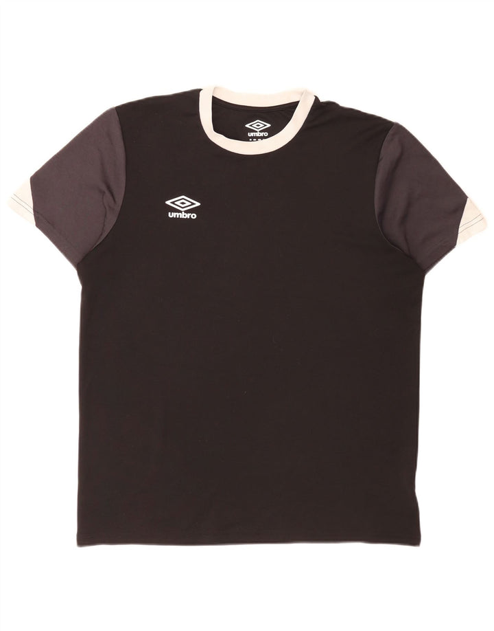 T-shirt da uomo Umbro Top Large in poliestere color block nero