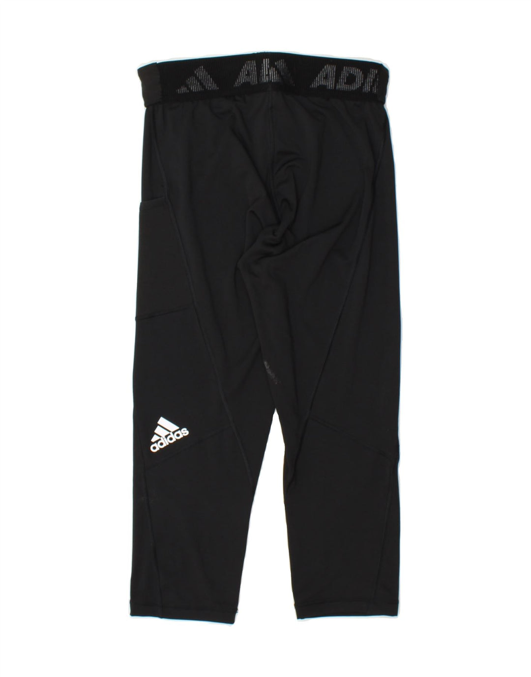 ADIDAS Womens Capri Graphic Leggings UK 12/14 Medium Black Polyester Vintage Adidas and Second-Hand Adidas from Messina Hembry 