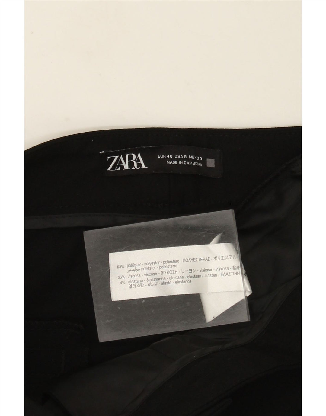 Pantaloni corti slim da donna Zara US 8 medi W30 L25 poliestere nero
