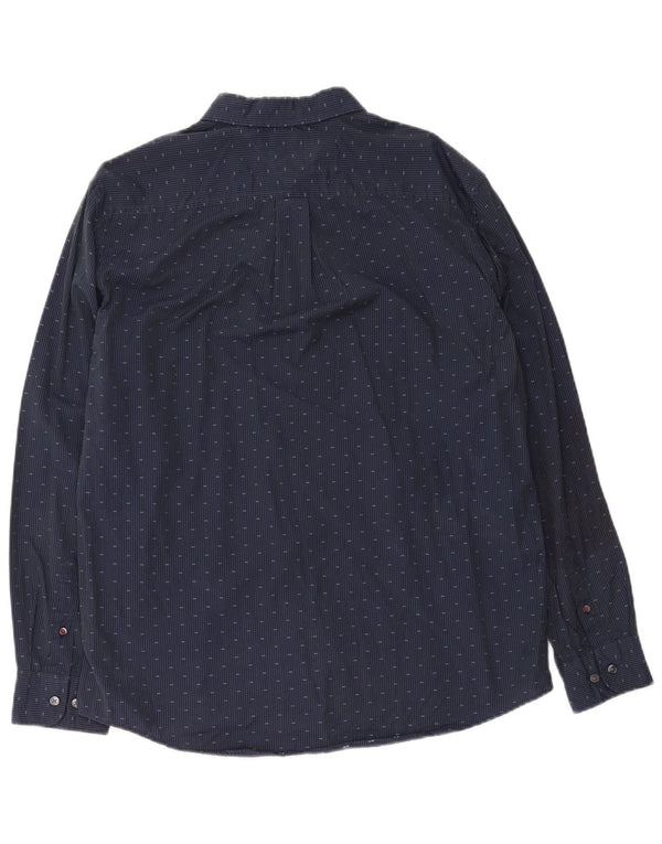 Tommy Hilfiger Camicia da uomo dalla vestibilità classica, grande, in cotone maculato blu navy