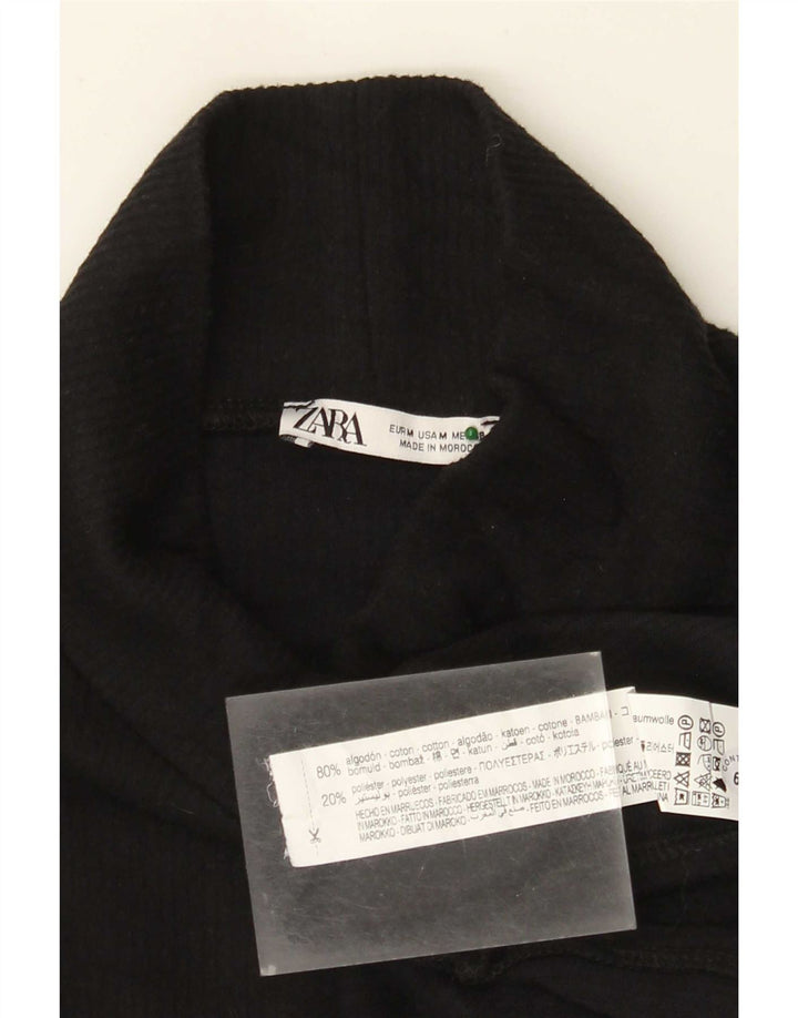 Top oversize da donna Zara a maniche lunghe UK 14 cotone nero medio