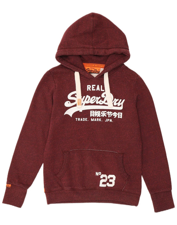 Felpa con cappuccio grafica da donna Superdry UK 14 poliestere bordeaux medio