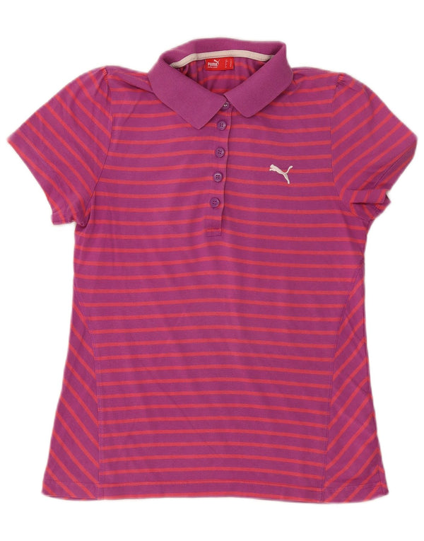 Polo da donna Puma UK 12 cotone a righe viola medio