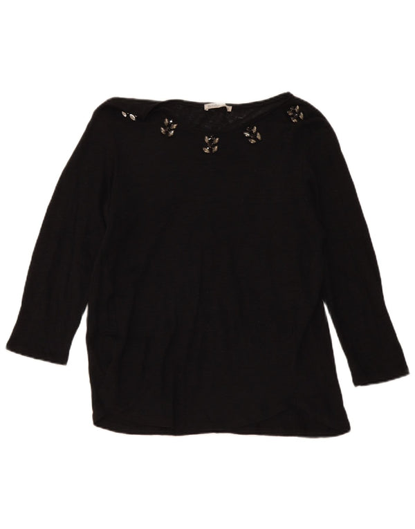 Top Zara da donna a maniche lunghe UK 14 grande nero