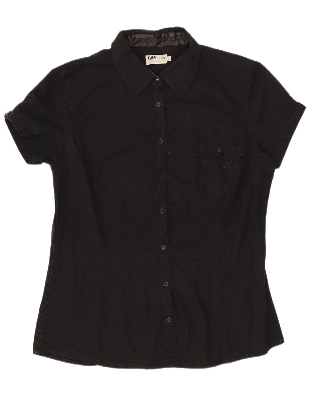Camicia a maniche corte da donna LEE UK 16 grande cotone nero
