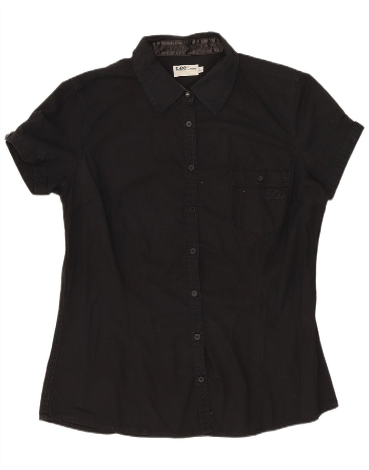 Camicia a maniche corte da donna LEE UK 16 grande cotone nero