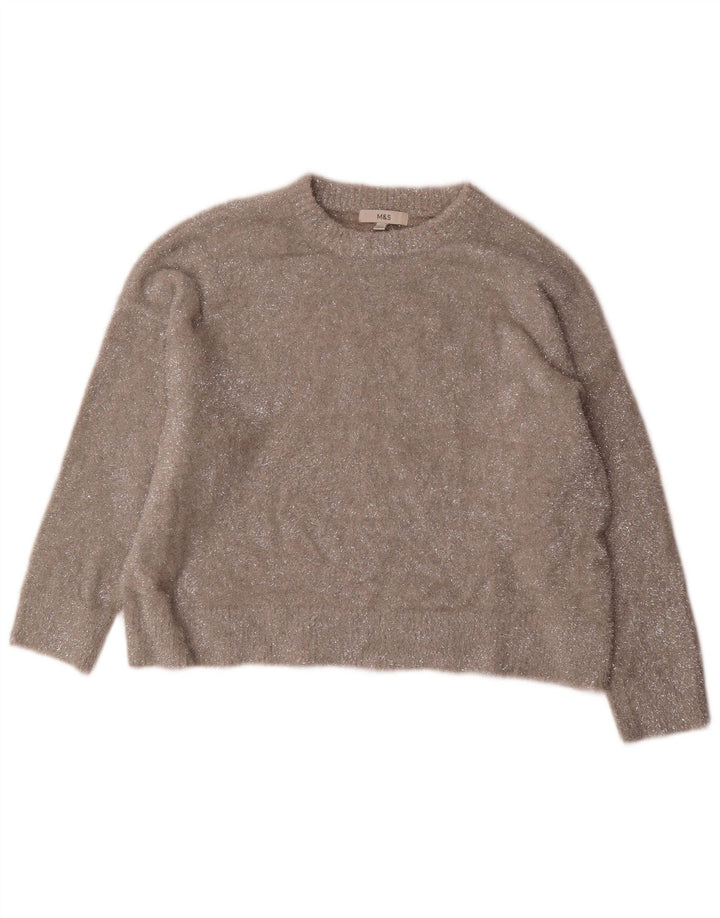 Maglione maglione girocollo oversize da donna Marks & Spencer UK 16 grande grigio