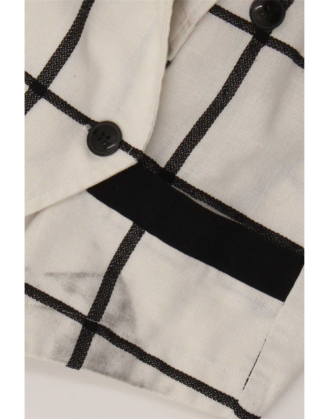 Giacca blazer doppiopetto vintage da donna corta EU 40 medio bianco a quadri