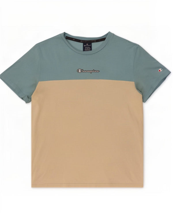 T-shirt da uomo Champion Top in cotone color block blu medio