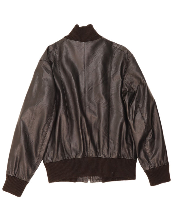 Lavorazione Artigianale Giacca in Pelle Uomo IT 50 Large Pelle Nera