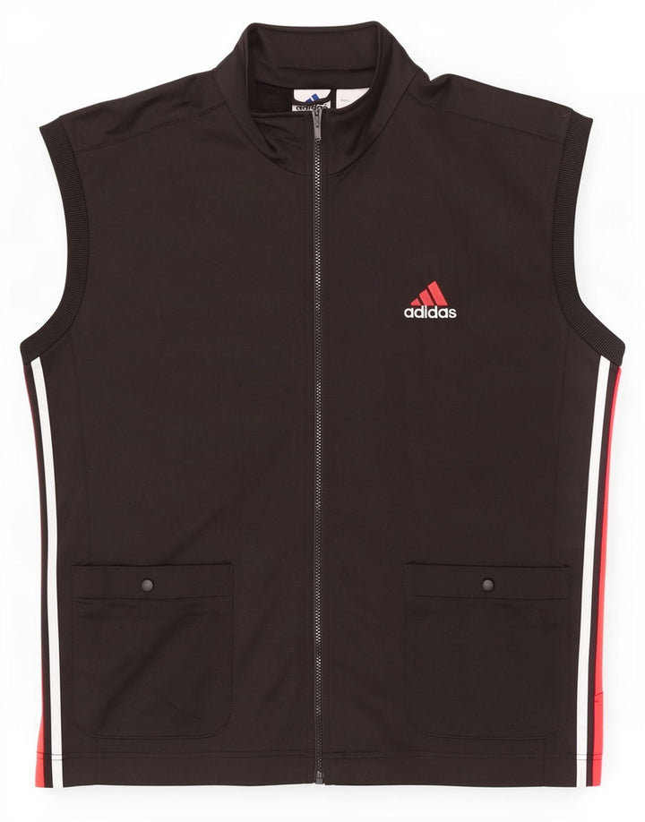 Giacca da ginnastica senza maniche da uomo Adidas, grande, in poliestere nero