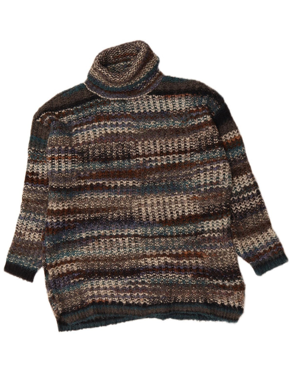 Maglione ZARA da donna con collo alto e collo alto UK 14 a righe multicolori medie